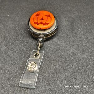 Halloween Pumpkin JOL Badge Reel, Retractable Badge Holder Clip, ID Holder
